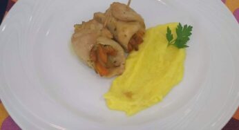 Rolinho de frango com legumes