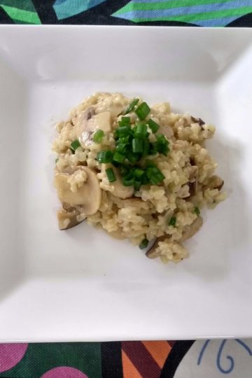 risoto de arroz integral com cogumelos