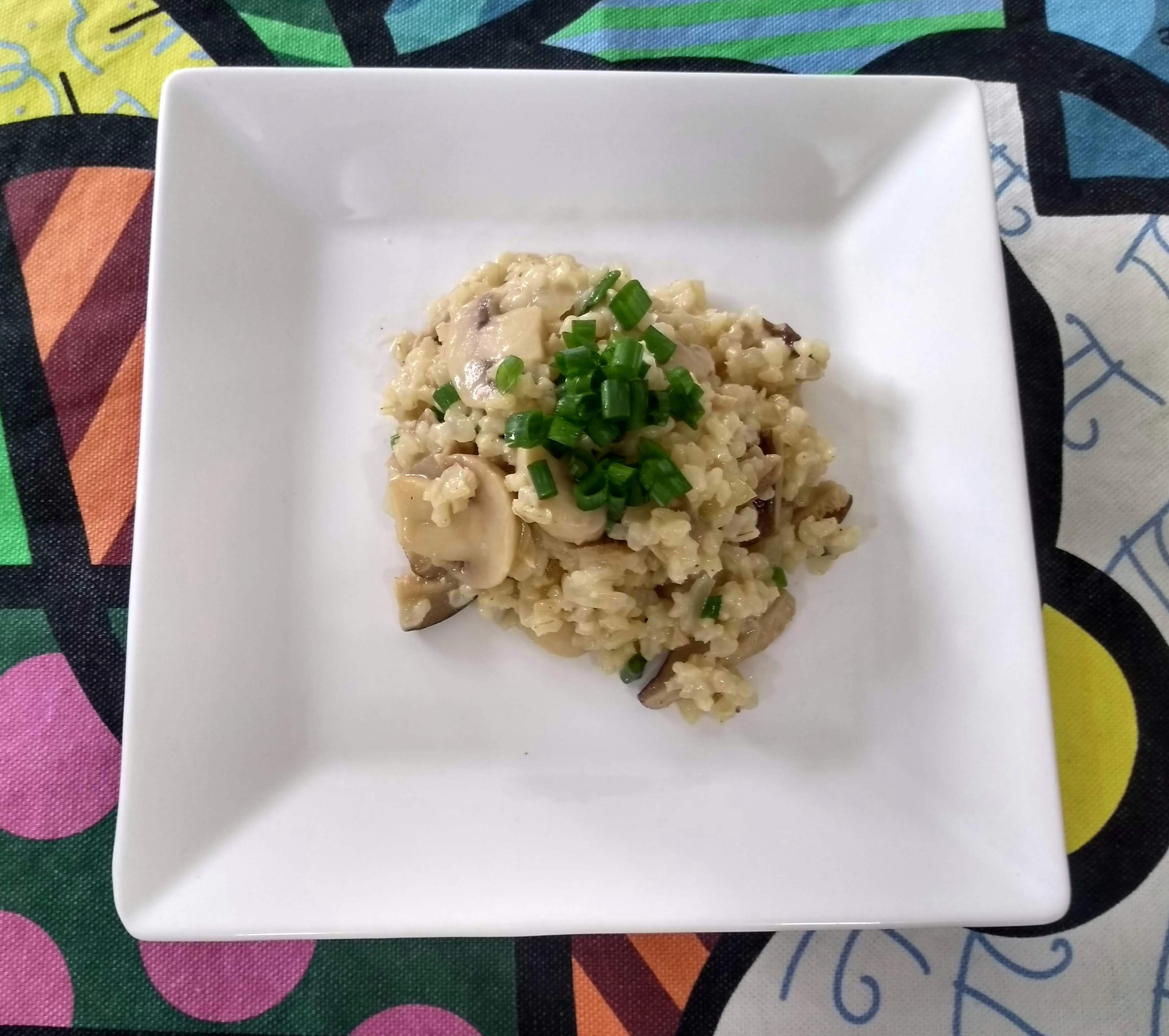 risoto de arroz integral com cogumelos