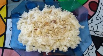 Arroz com leite de coco e castanhas