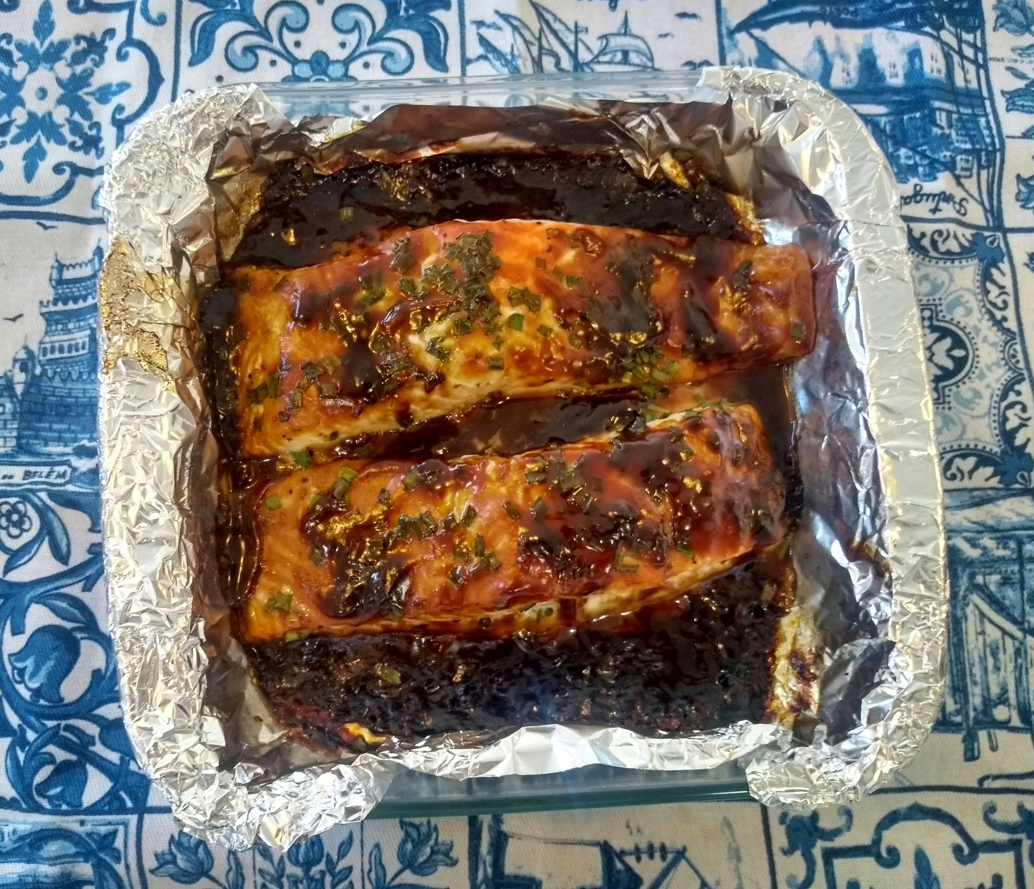 salmão com teriyaki