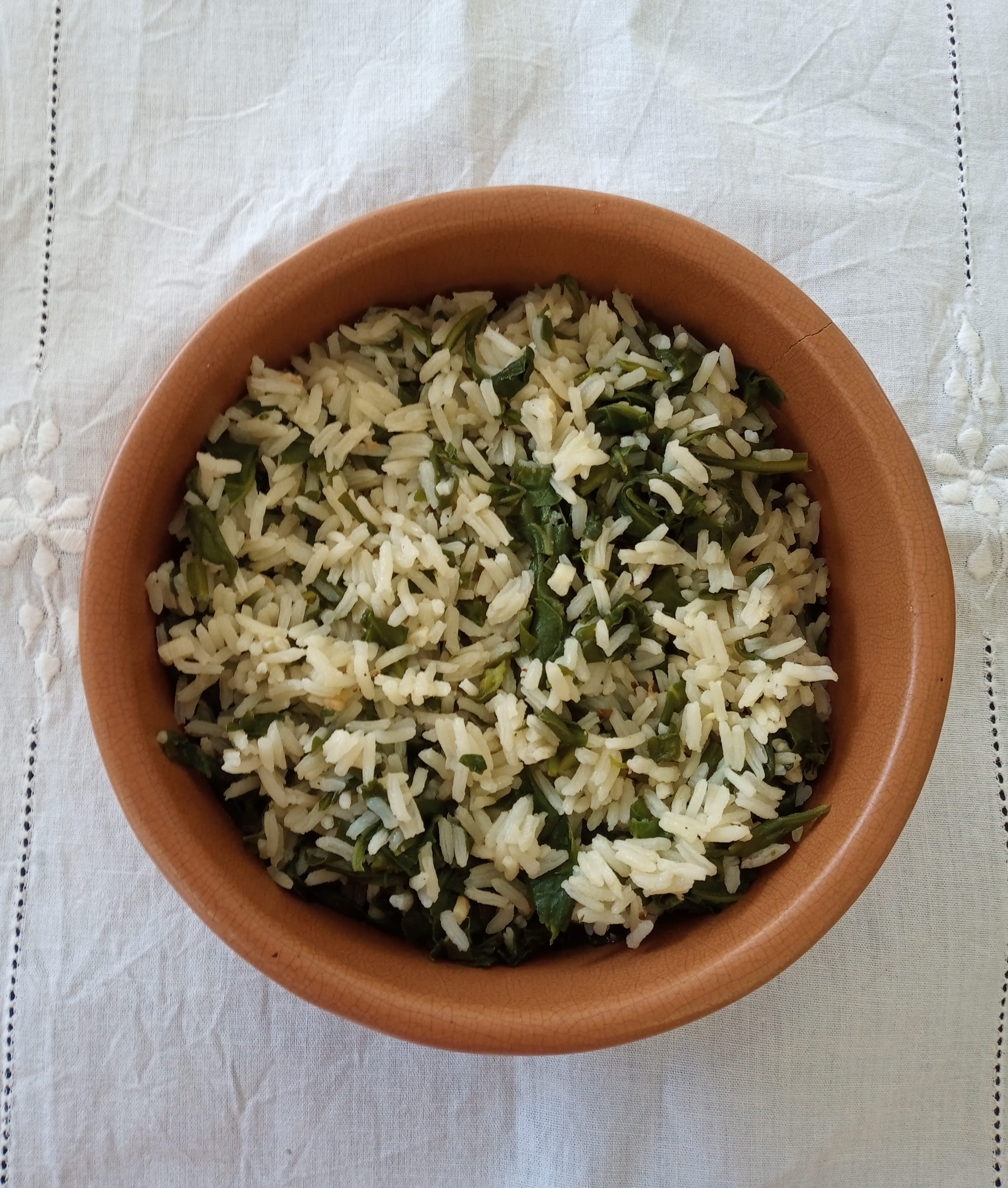 arroz com espinafre