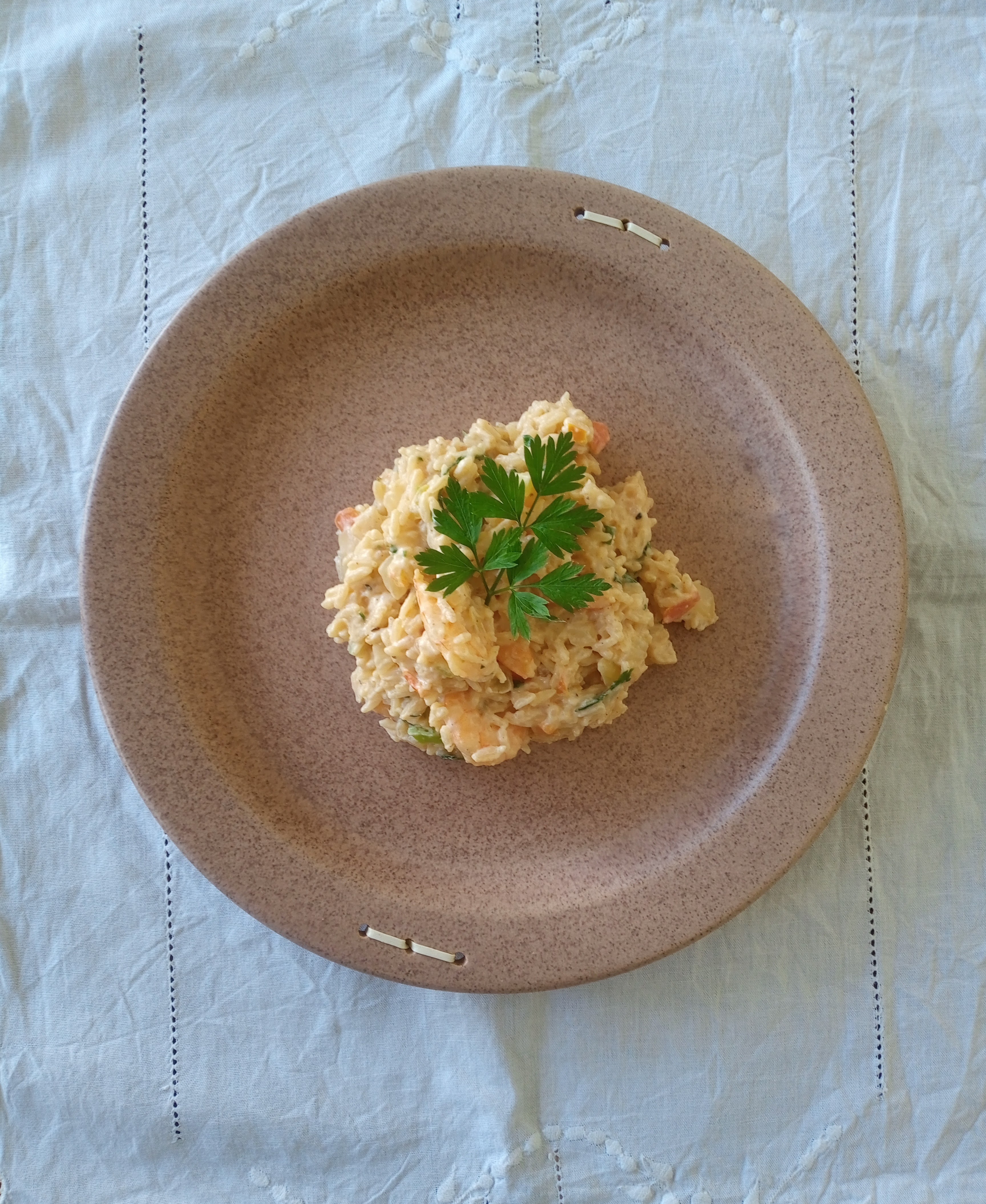 arroz cremoso com camarão