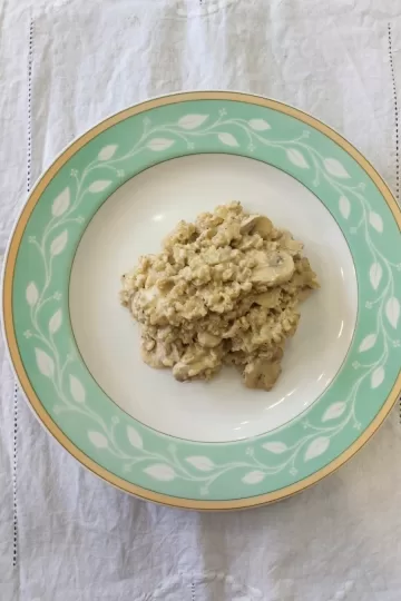arroz cremoso com cogumelos e gorgonzola